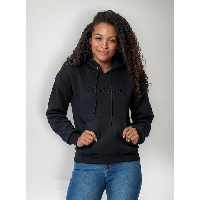 Blusa Feminina Moletom Logo Bordado Polo Wear Preto Blusa Feminina Moletom Logo Bordado Polo Wear Preto