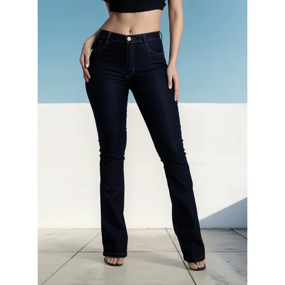 Calça Jeans Sawary Feminina Boot Cut Flare Elastano Lycra 