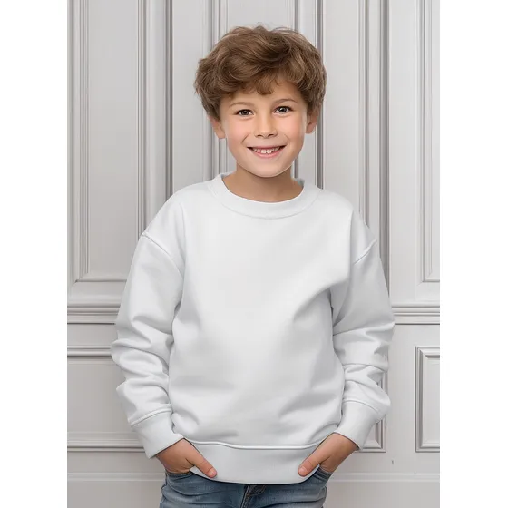 Poleron Blanco Junior Cuello Redondo Para Sublimar Cottonext