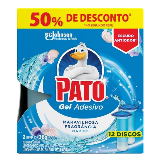 2 Refis Sanitário Em Gel Adesivo Marine 12 Discos Pato