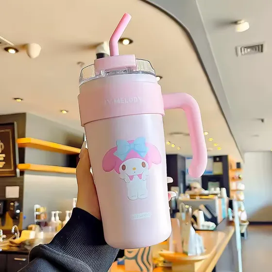 Termo Tipo Stanley Con Pitillo De Metal Sanrio 860ml Vaso