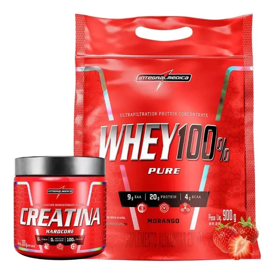 Whey 100% Pure 900g + Creatina 300g 100% Pura Integralmedica