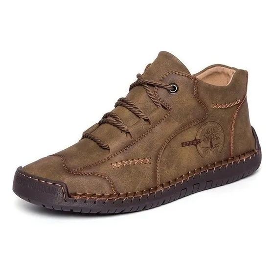 Hombres Casual Cuero Zapatos Botas Senderismo Trabajo