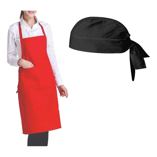 Combo Delantal + Bandana En Gabardina, Chef Cocinero Barista