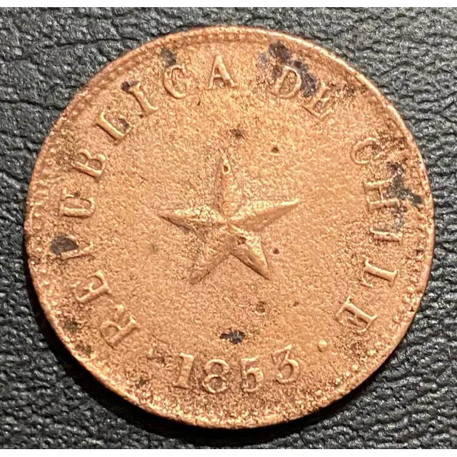 Moneda Chile, 1/2 Centavo Economía Es Riqueza 1853, Cobre Br