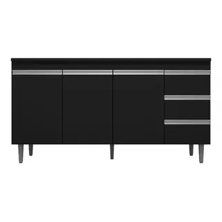 Balcão Gabinete De Pia Andréia 1,50 Preto S/ Tampo Balcão Gabinete De Pia Andréia 1,50 Preto S/ Tampo