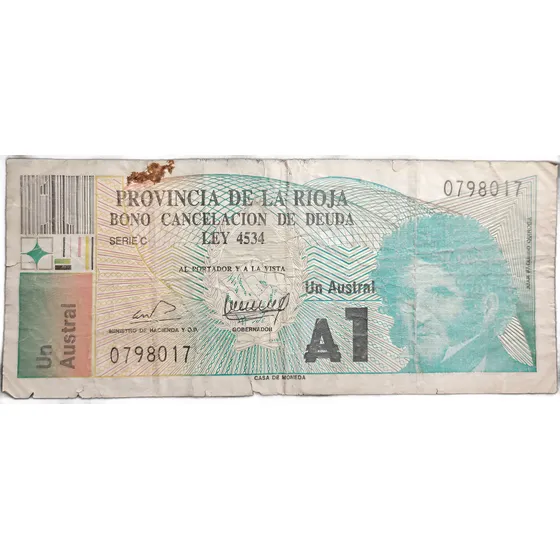 Prov. La Rioja  Bono De Deuda 1 Austral  1985  Serie C