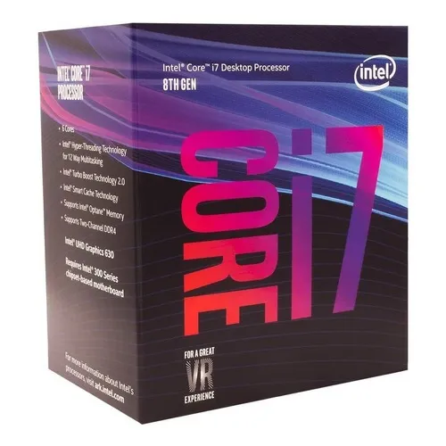 Procesador gamer Intel Core i7-8700 BX80684I78700 de 6 núcleos y 4.6GHz de frecuencia con gráfica integrada
