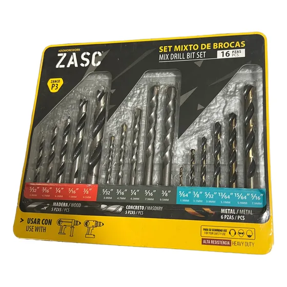 Mechas Mixta Para Madera Marca Zasc 16 Unidades