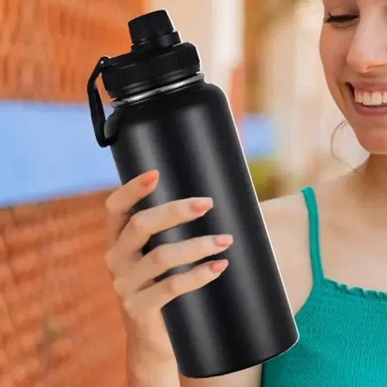 Termo Fría/caliente Botella De Agua 800ml Acero Inoxidable Color Negro