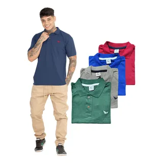 Conjunto 5 Camisas Masculina Polo AlgodĂŁo Piquet Premium Conjunto 5 Camisas Masculina Polo AlgodĂŁo Piquet Premium