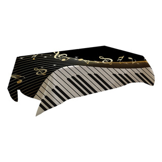 Mantel Rectangular Con Estampado Musical De Piano En U Mantel Rectangular Con Estampado Musical De Piano En U