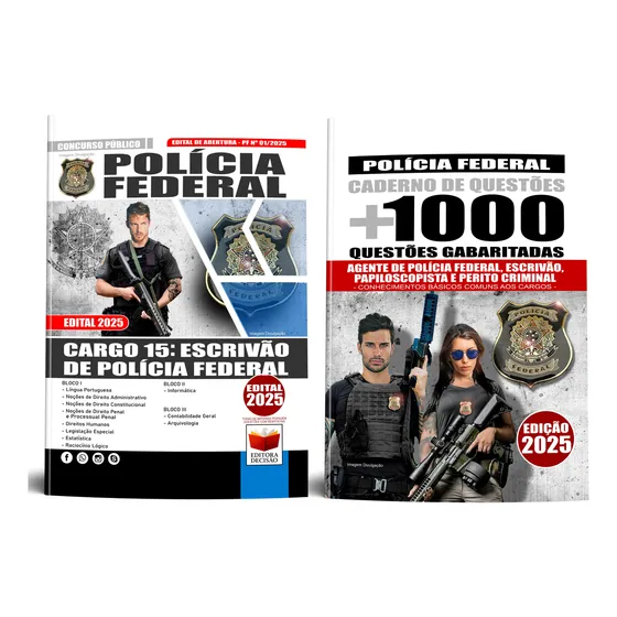 Apostila Concurso Completa Pf - Escrivão De Polícia Federal - Cargo 15 + Caderno De Questões - Editora Decisão - Pronta Entrega