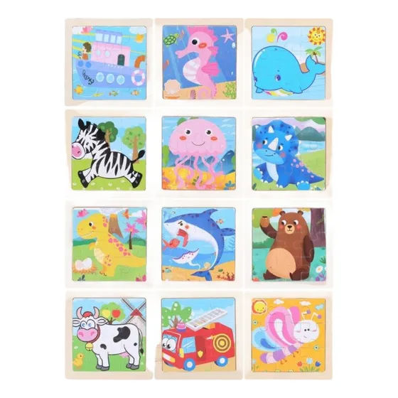 Rompecabezas Madera Para Niños Pack 12 Puzzles Didácticos