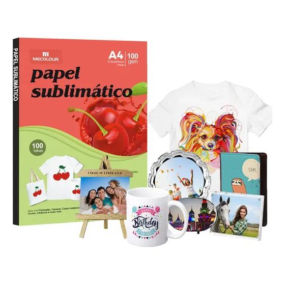 Papel Sublimático Mecolour A4 100 Folhas Resina Transfer Canecas