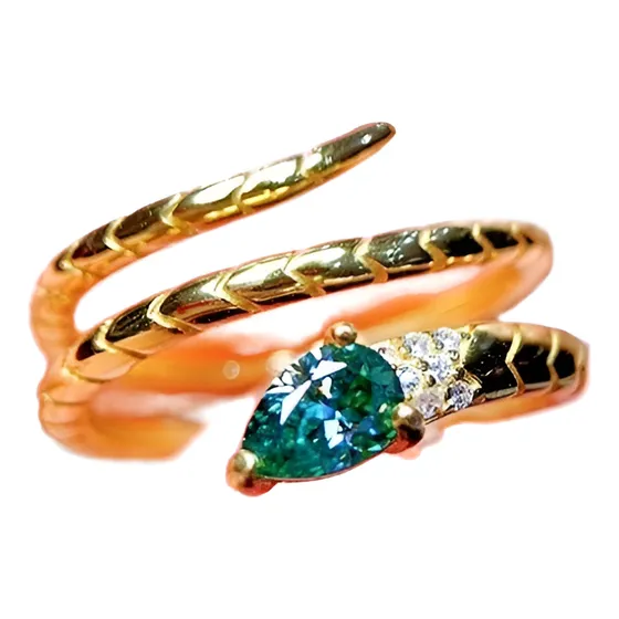 Anillo Serpiente Snake Trendy Ajustable Enchapado En Oro