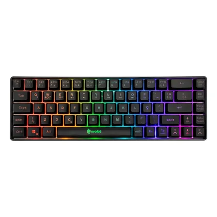 Teclado Gamer 60% Membrana Rgb Fio Usb Anti Ghosting Pt-br Preto Português Brasil