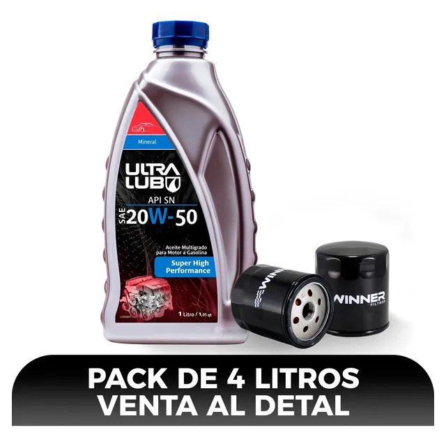 Aceite Mineral Ultralub 20w50 Api Sn 1l . Pack De 4 Unidades