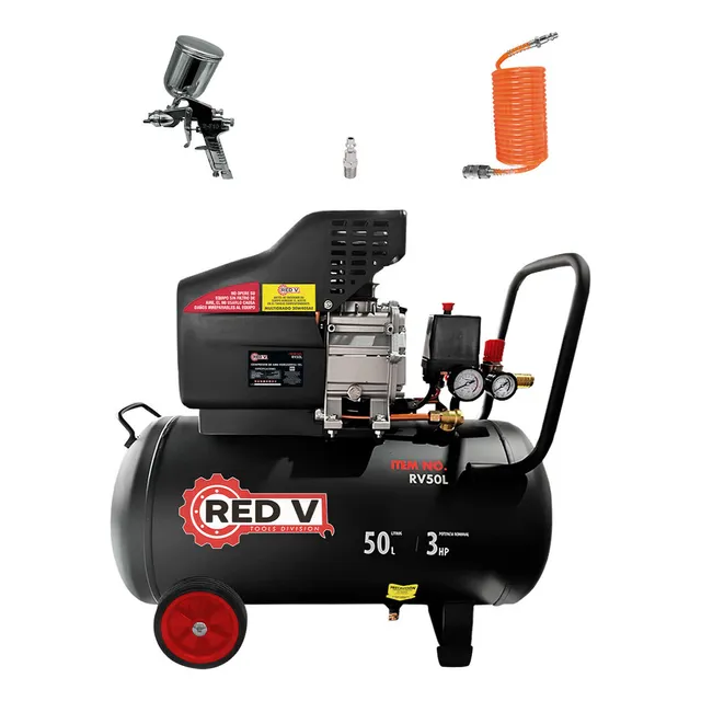 Red V Compresor De Aire Eléctrico Portátil 50l, 3hp Color Rojo Fase Eléctrica Monofásica Frecuencia 60 Hz
