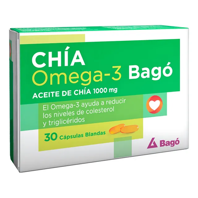 Chia Omega 3 Bagó Aceite De Chia Colesterol X 30 Capsulas Sabor Sin sabor