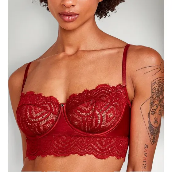 Sutiã Feminino Balconet Em Microfibra Acetinada E Renda Hope