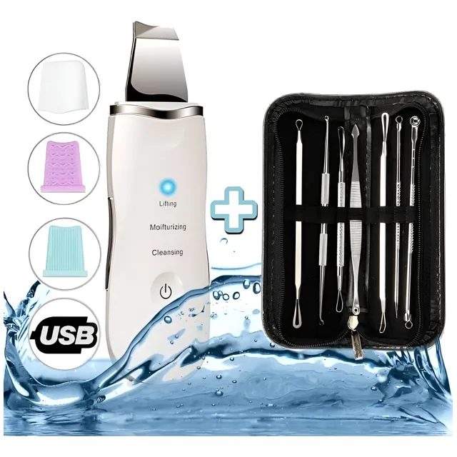 Paleta Peeling Ultrasonico Facial 3-1 + Set 7 Comedones 