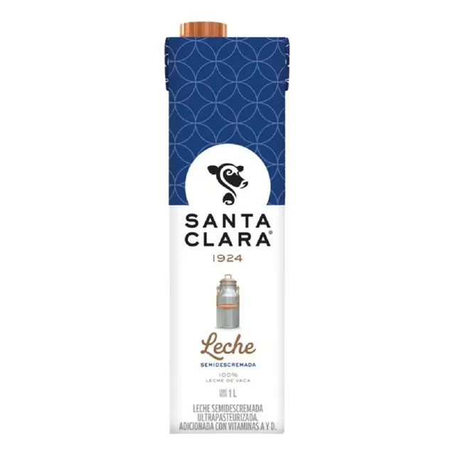 Leche Santa Clara Semidescremada 12 Piezas De 1lt C/u