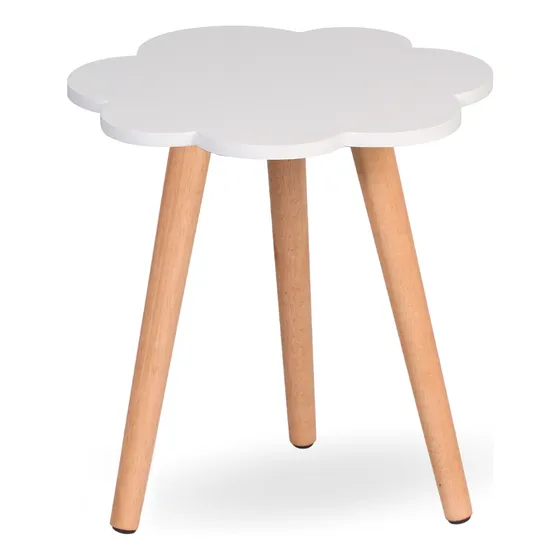 Mesa Lateral Nuvem Quarto Infantil Laqueada Pe Palito Mdf Cor Branco
