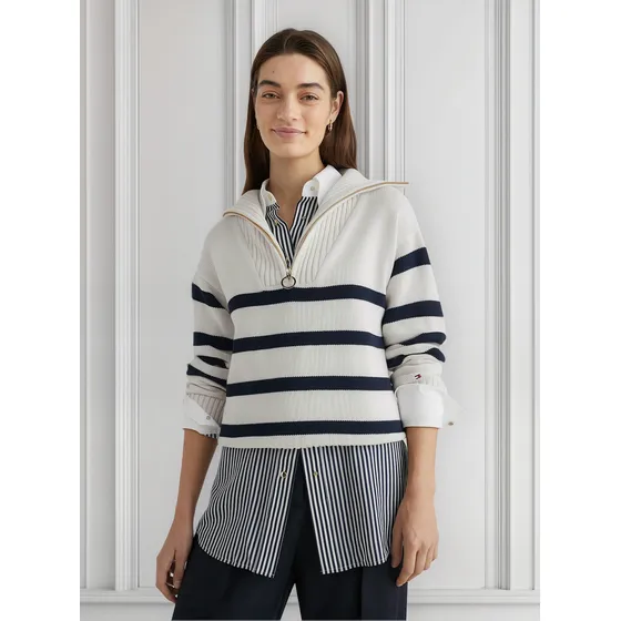 Saco Amplio De Rayas Con Cierre Mujer Tommy Hilfiger
