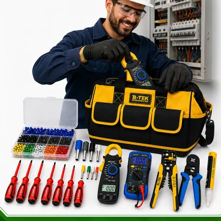 Kit Top Ferramentas Eletricista Profissional Bolsa Completo Colorido