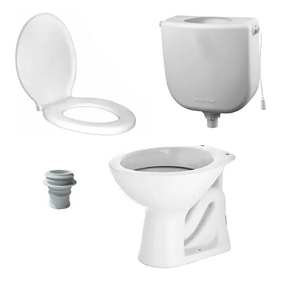 Inodoro Loza Mochila Cadena Colgar Pvc Tapa Asiento