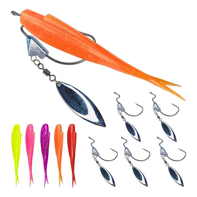 Kit 5 Shad + 5 Anzol Offset Underspin Isca Artificial Pesca Kit 5 Shad + 5 Anzol Offset Underspin Isca Artificial Pesca