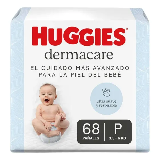 Huggies Pañales Dermacare Talla P 68 Un. Pequeño (p) Sin Género