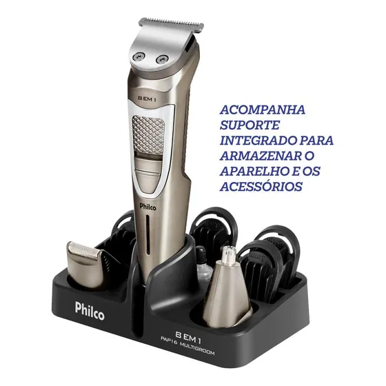 Aparador De Pelos Philco Multigroom 8 Em 1 Pap16 127/220V Cor Chumbo
