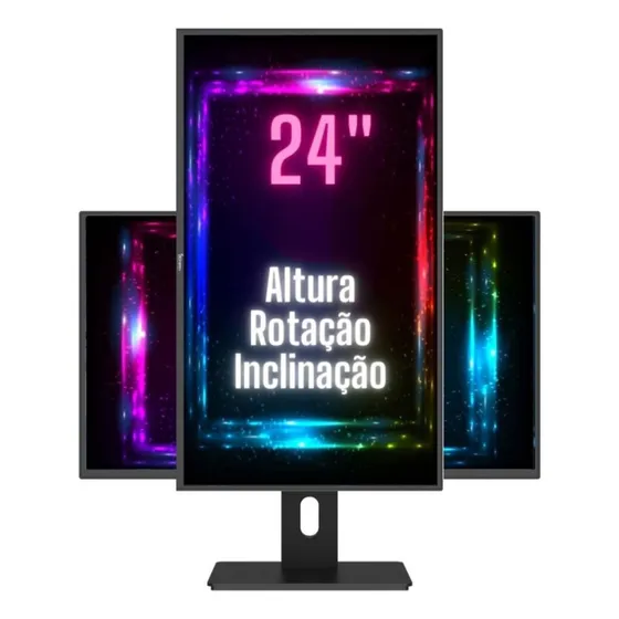 Monitor 24led Ergonômico Ajuste De Altura Rotação 90° 3green