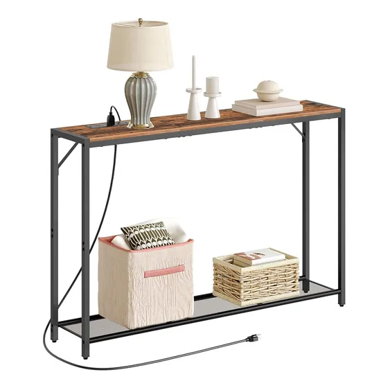 Mahancris Sofá Mesa Con Toma De Corriente, Mesa Consola De 4