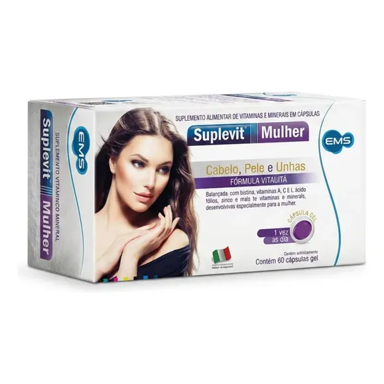Suplevit Mulher EMS 60 Cápsulas Cabelo Pele e Unhas Fórmula Vitalitá
