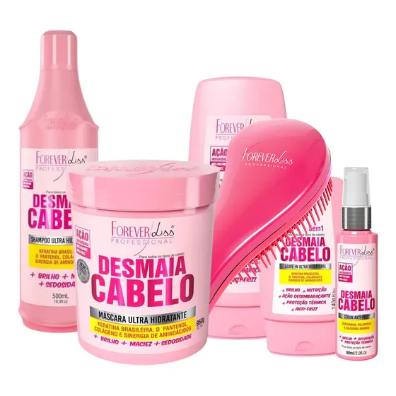 Kit Forever Liss Desmaia Cabelo E Escova Desembaraçadora