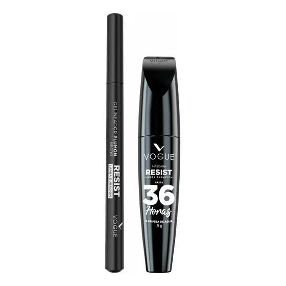 Pack Vogue Ojos: Delineador Plumón Negro + Mascara Resist