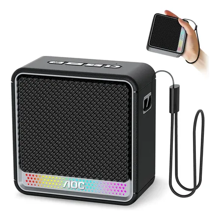 Alto-falante Bluetooth portátil Aoc, alto-falante sem fio de 1200 mah com iluminação RGB ajustável, suporta TF/USB/TWS, alto-falantes compatíveis com telefone, tablet, computador