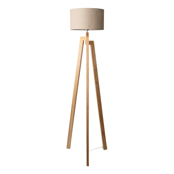 Lámpara De Pie Nórdica,  Trípode De Madera Mazisa Paraíso