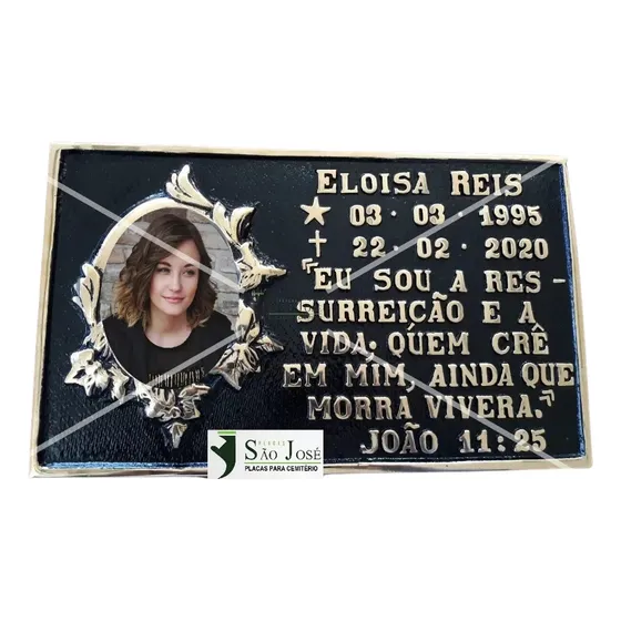 Placa Para Cemitério Em Bronze Com Foto + Túmulo Jazigo