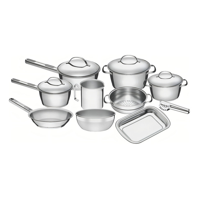 Jogo De Panelas Tramontina Inox Allegra 10p Com Pegador Jogo De Panelas Tramontina Inox Allegra 10p Com Pegador