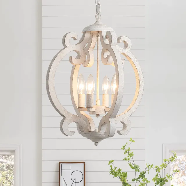 Candelabro Casa Campo Madera Rustica Estilo Franz Para 4 Luz