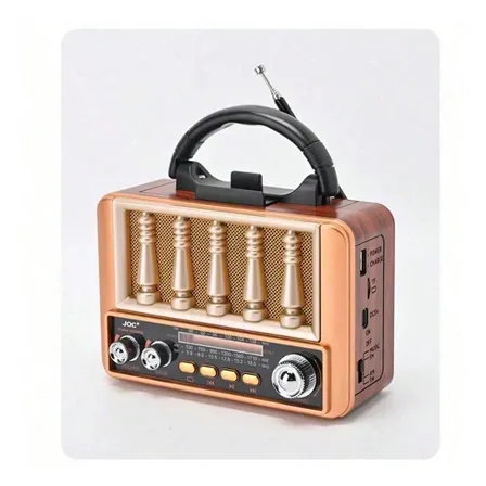 Radio Fm Parlante Bluetooth Recargable Retro Naranja Oscuro