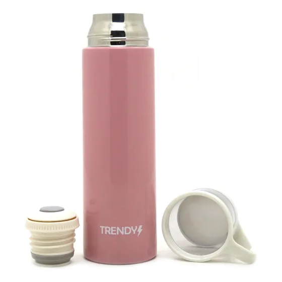 Termo Acero Inoxidable Medio Litro Mate Botella Agua Trendy Rosa