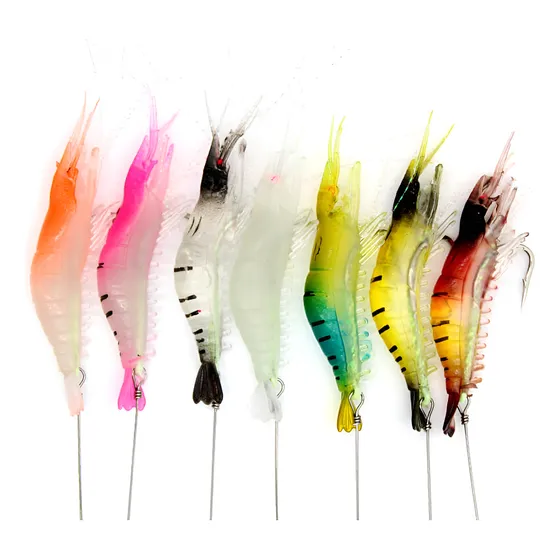 Kit 7 Iscas Camarão Artificial Robalo Tucunaré Corvina