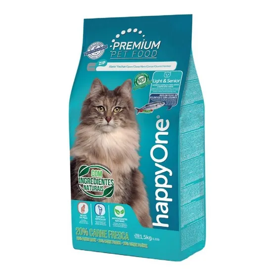 Happy One Premium Light & Senior 1.5kg - Alimento Para Gatos