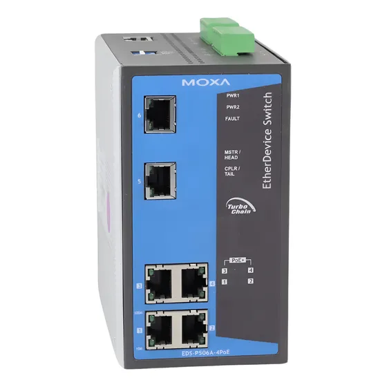 Eds-p506a-4poe Moxa Switch Ethernet 4 Puertos Poe + 3gigabit