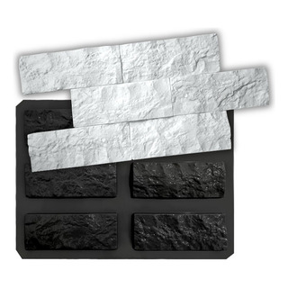 Forma Molde Bricks Pedra Rockface - Blk102 - 6pçs 21x8cm Forma Molde Bricks Pedra Rockface - Blk102 - 6pçs 21x8cm